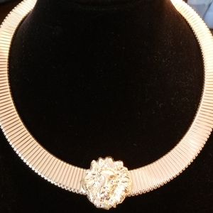Gold tone Lion Head Necklace